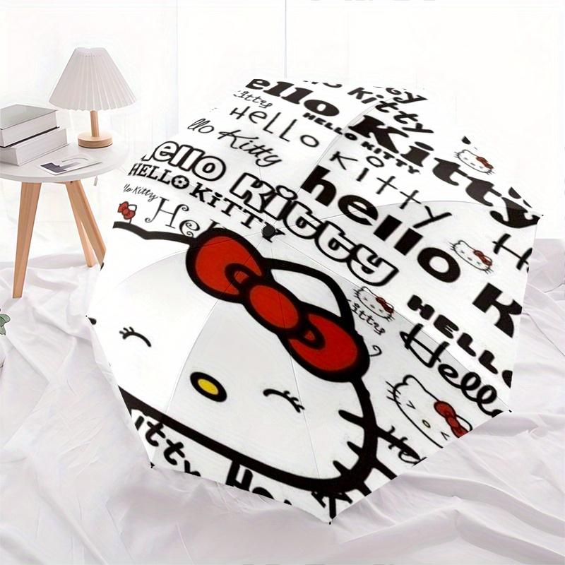 Hello Kitty,Bow Automatic Folding Umbrella-Simple 8-Rib Design, Bright Cartoon Pattern, Durable Iron Frame, Suitable For Travel, Outdoor, Be