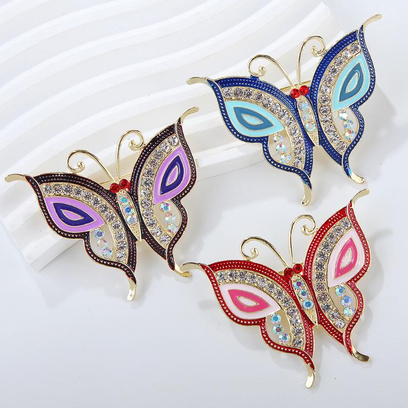 Fashion Multi-color Rhinestone Butterfly Brooches For Women Clothing Coat Jewelry Accessories Gift