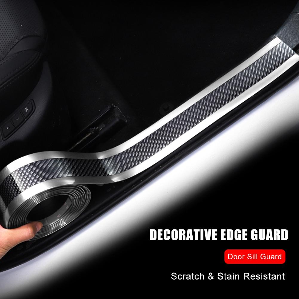 VÂNZARE Fibră de carbon Bandă de turnare din cauciuc Moale Negru Trim Bandă pentru bara de protecție DIY Protector pentru prag Protecție pentru margini Autocolante pentru mașină