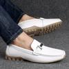 Fashion Non-slip Men Shoes Loafers Genuine Leather Men Fashion Casual Shoes Slip-On Black Moccasin Mens Lightweight Soft Sole Peas Shoes