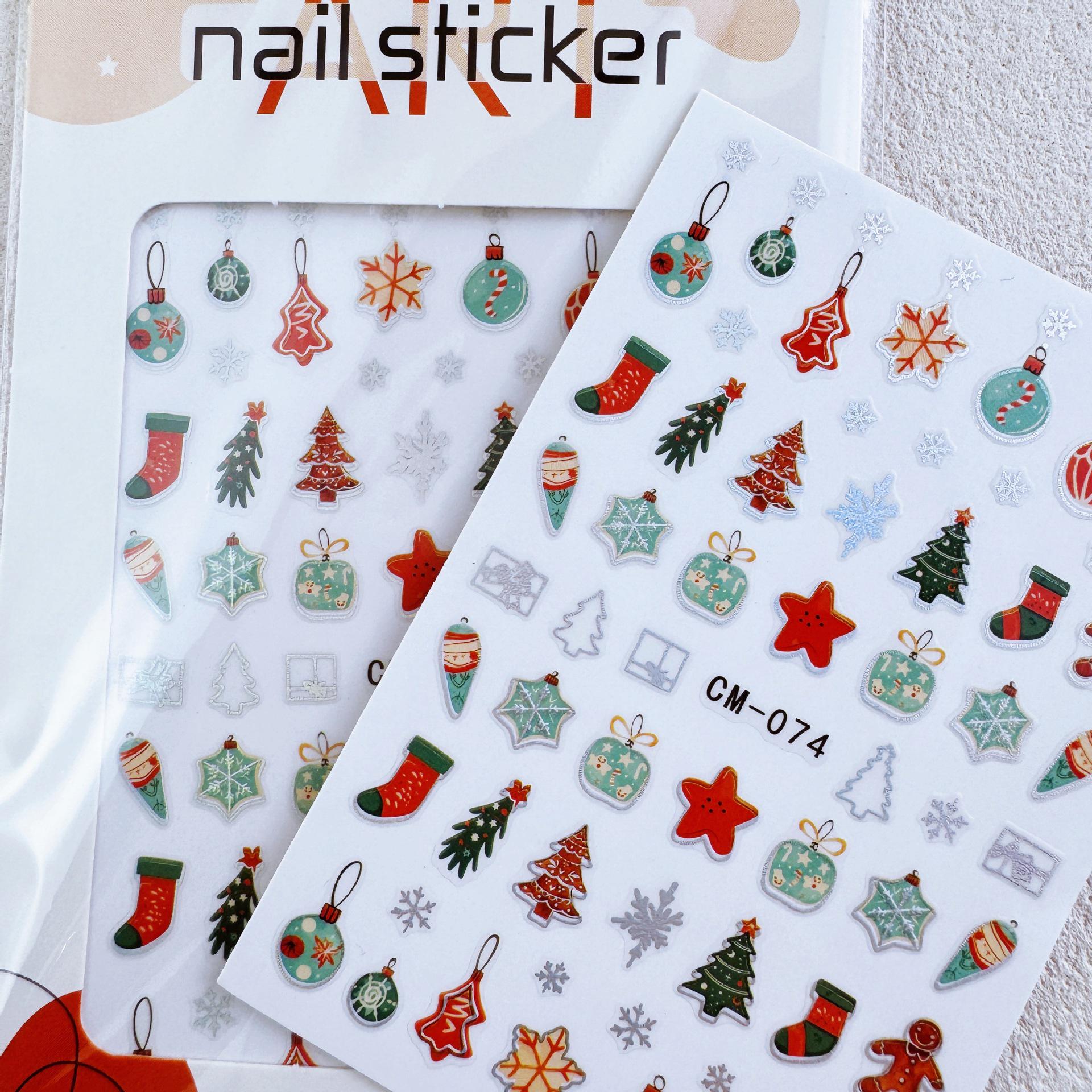 

Silver Snowflake Santa Nail Stickers - Cross-Border Hot Seller Christmas Decor