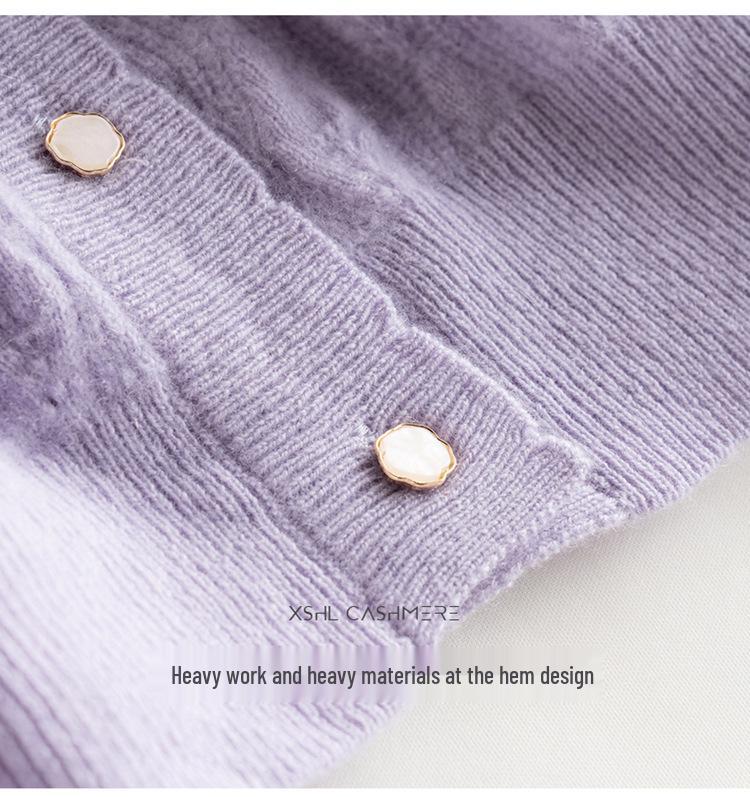 Women's Versatile V-Neck Cashmere Cardigan - Soft, Skin-Friendly, Fashionable Long Sleeve Sweater