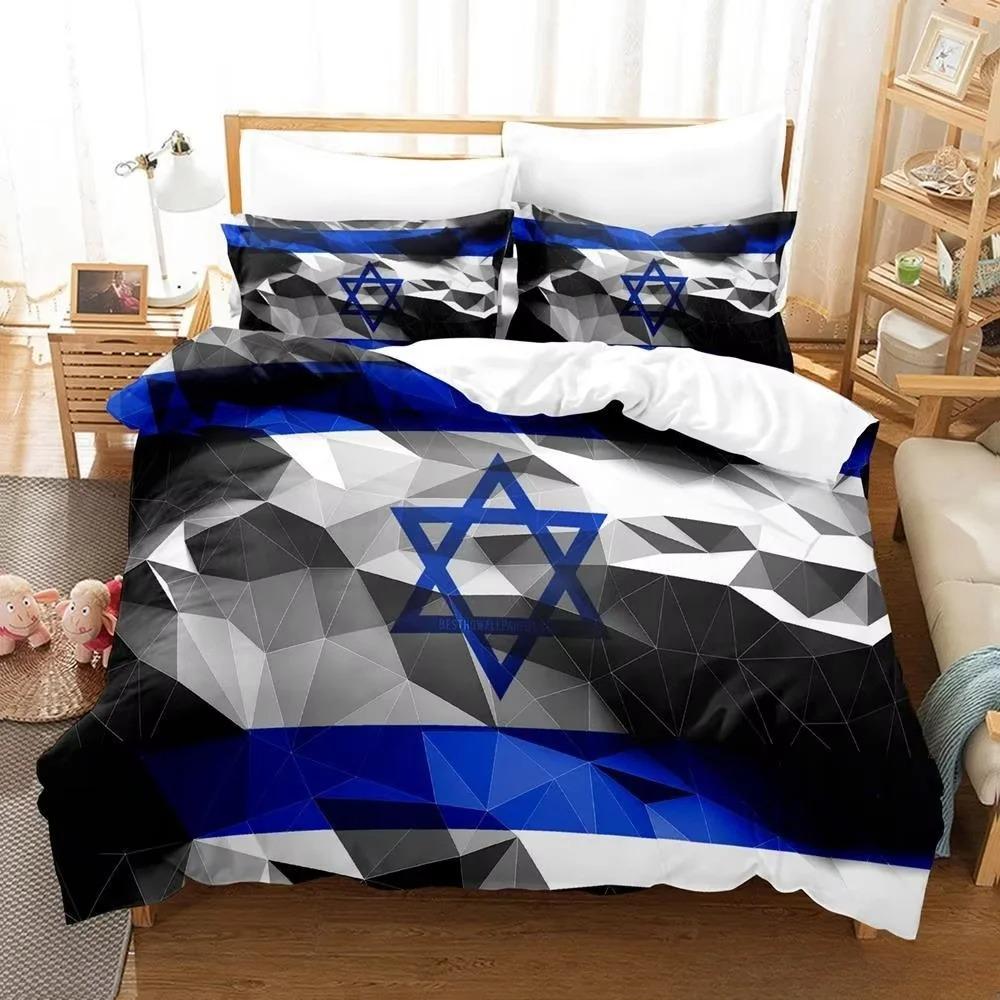 New 3d Print Israel Flag Bedding Set Duvet Cover 1 Duvet Cover 2 Pillowcases Adult and Kids Bedding Set Luxury Children's Gifts
