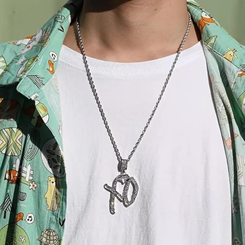 High Hip Hop XO Letter Pendant Necklace for Women Men, Fashion Creative Cubic Zirconia Exaggerated Hip Hop Rock Gift Jewelry
