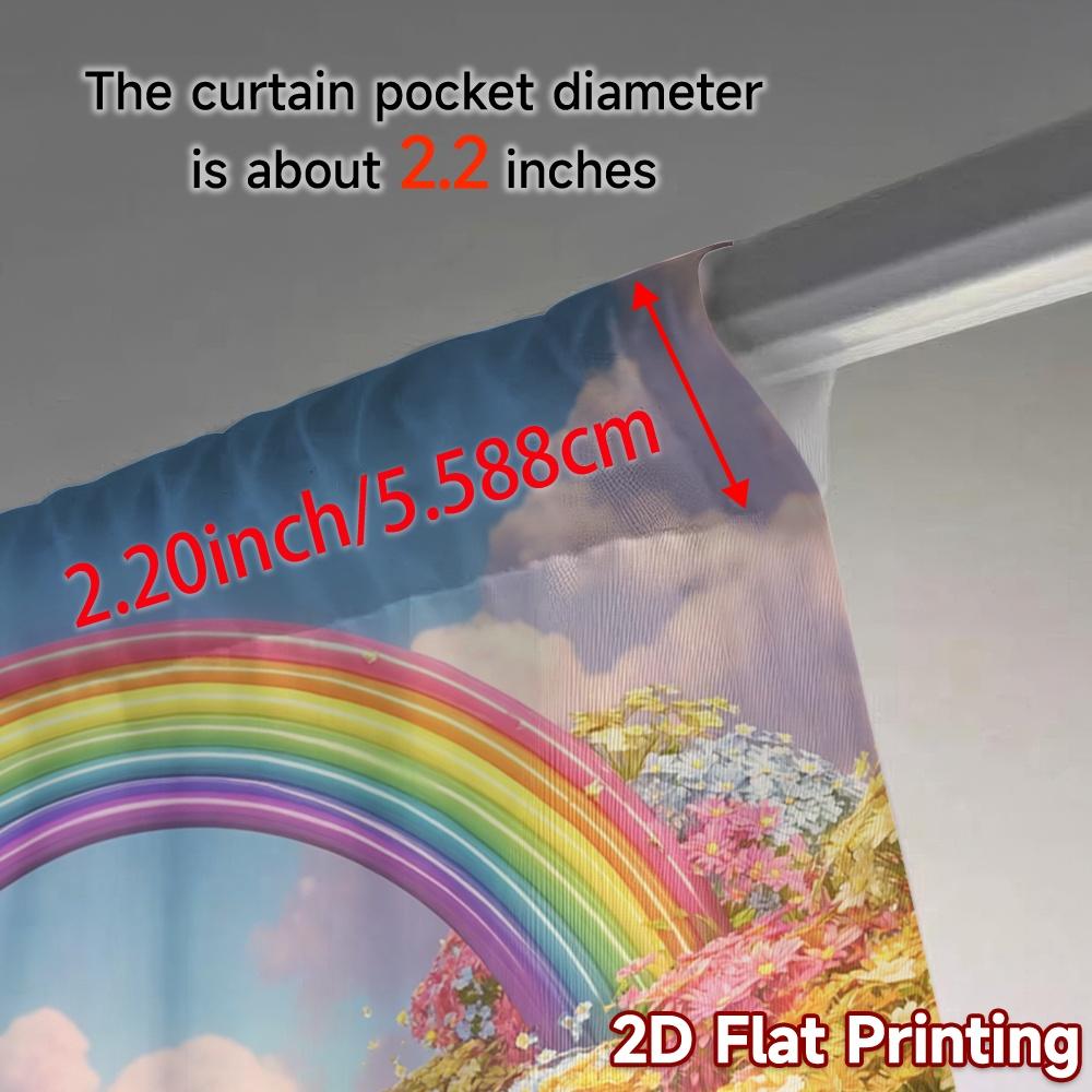 2pcs   2D FLAT PRINTING Curtains (Without Rod) Rainbow Blossom Contemporary Chic Curtains 100% Polyester Curtains Outdoor