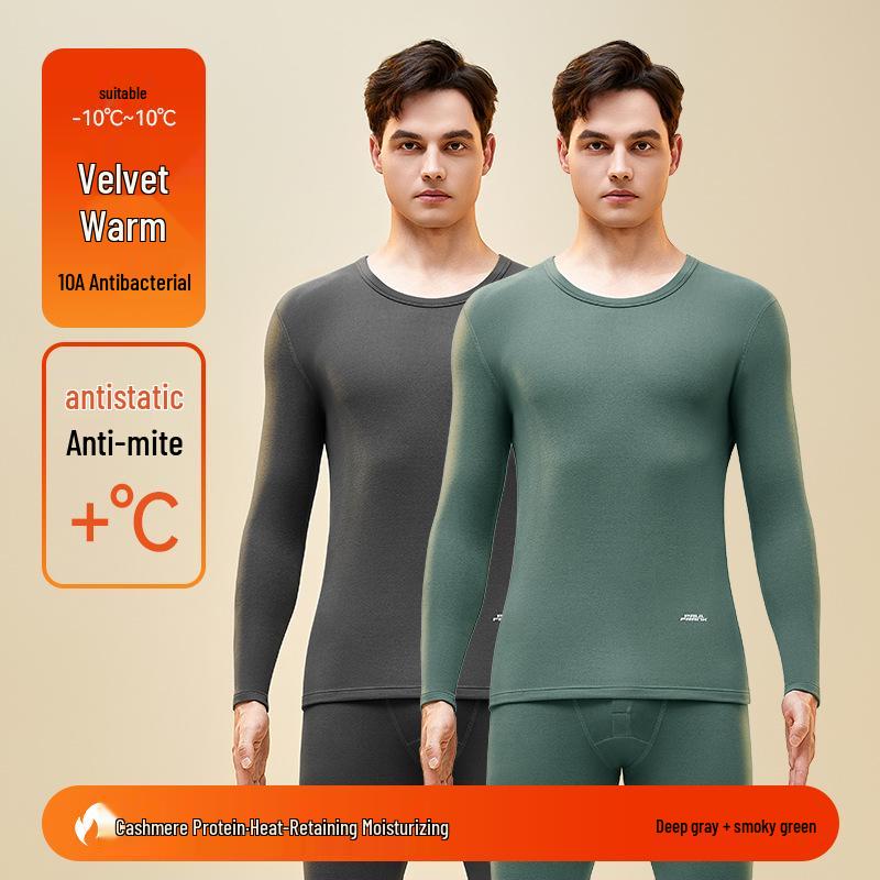 Men's Woolen Thermal Underwear Set: Autumn & Winter Fleece Pants & Top
