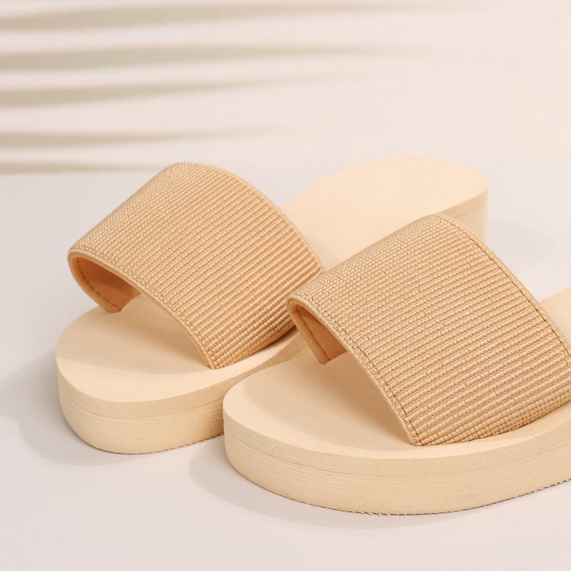 Knitted Wedges Slippers for Women 2024 Summer Chunky Platform Wedge Heels Sandals Woman Light Thick Sole Beach Shoes Mujer