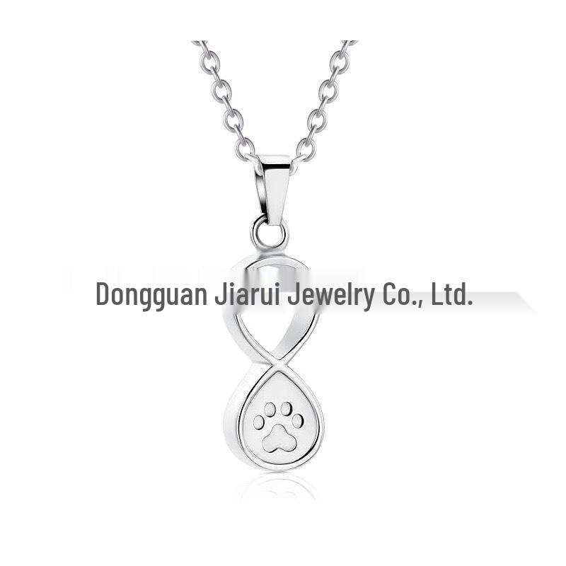 Eternal Paw Print Pet Memorial Necklace - Dog & Cat Cremation Pendant