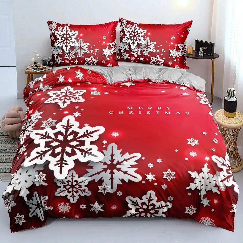 3D Merry Christmas Duvet Cover Set and Pillowcase(s) KingQueenDouble Quilt Covers Set 3D Bedding Sets Queen Size