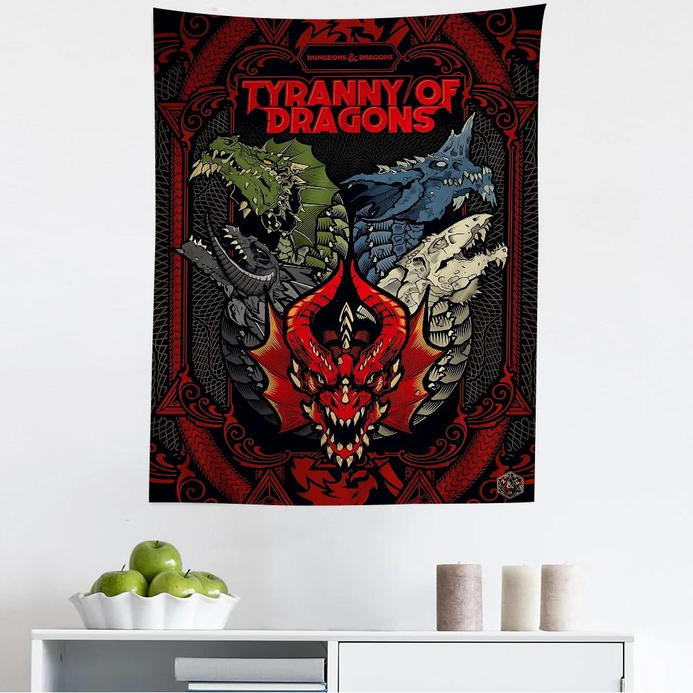 Dungeons  Dragons Tapestry  Epic Dragon Battle Design Ideal for Fantasy Fans Room Decor Large Wall Hanging Artwork