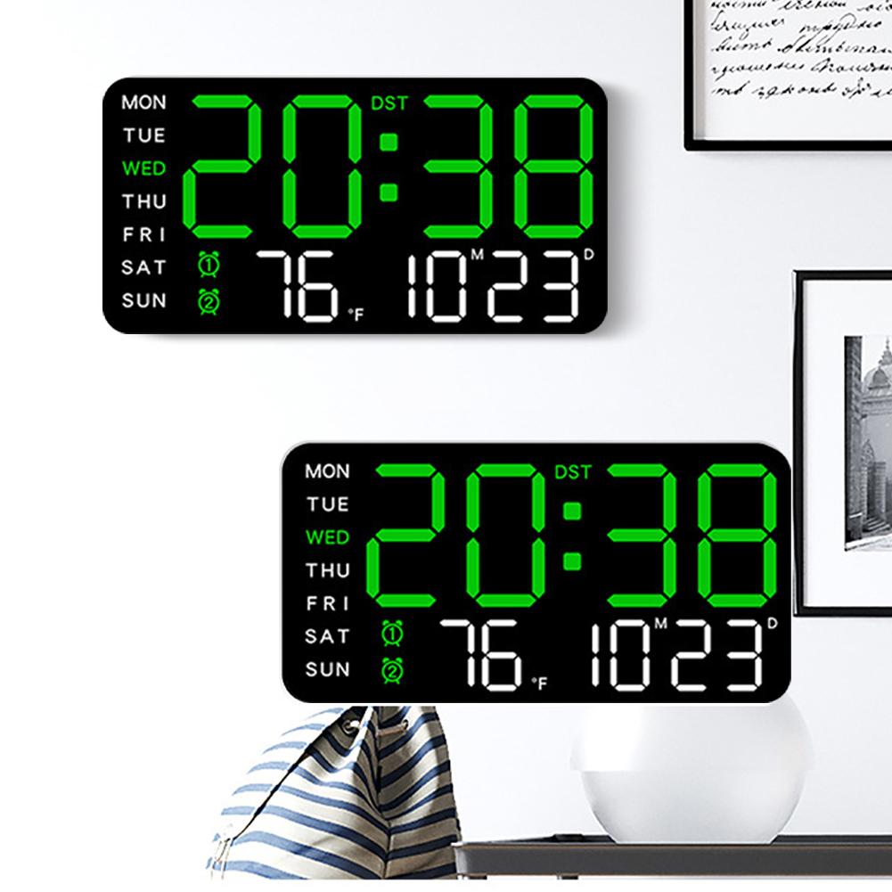 

Digital Alarm Clock Boarderless Wall-mounted Clock Large Number Display Temperature/Date Display Multifunctional for Home Office