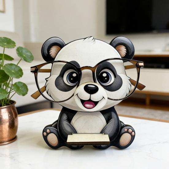 Suport drăguț pentru ochelari cu animale, Suport din lemn pentru ochelari cu pisică, câine, panda, vulpe, Suport pentru ochelari cu animale de desene animate, Ornament de birou, Cadou pentru copii