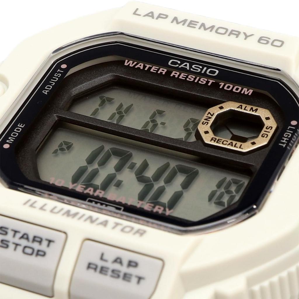 Casio Sports Gear Digital Men's Watch WS-1400H-8AV 60-Lap Memory Overseas Model Matte Ivory