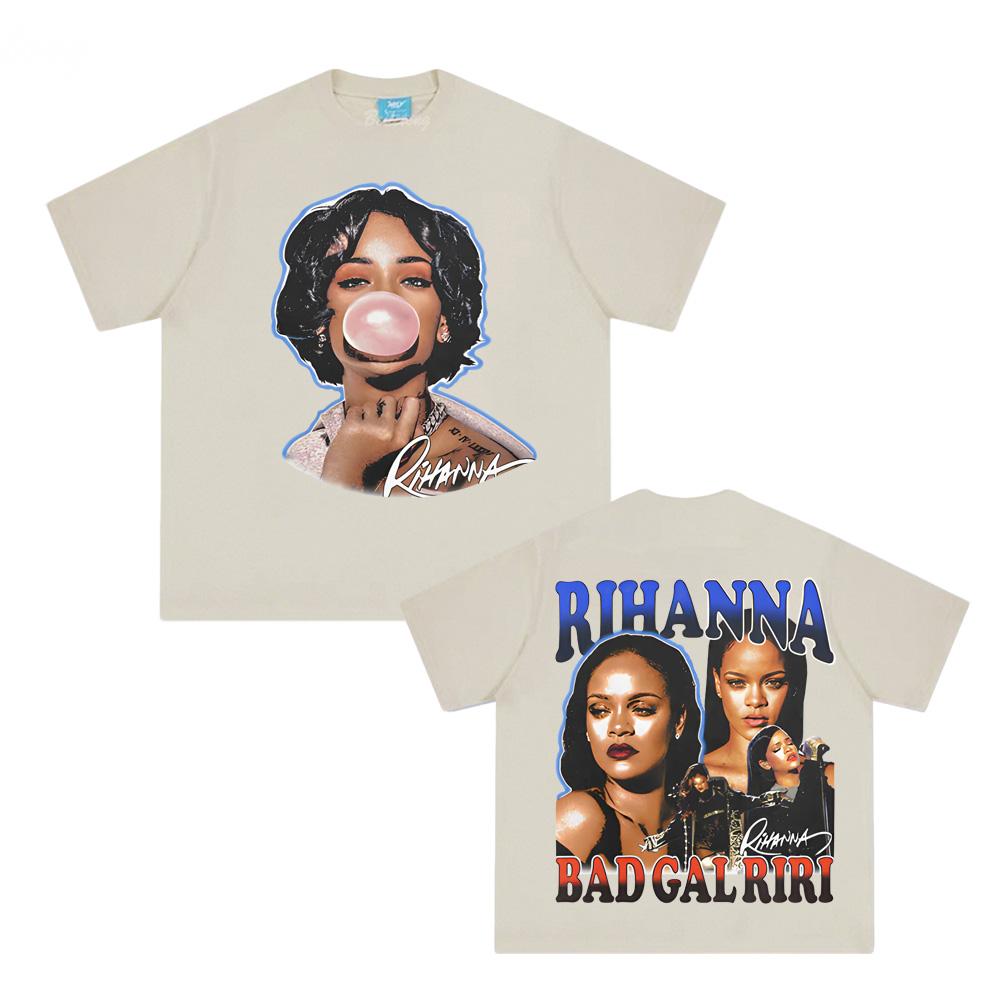 RIHANNA BUBBLEGUM TEE Rihanna Singer's Same Style Short Sleeve 100% Cotton Fashion Comfortable Tops Harajuku Summer Tee