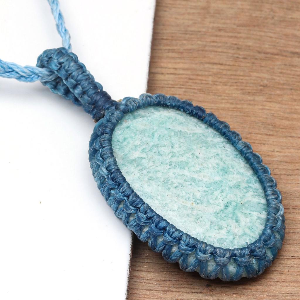 Amazonite Necklace Jewelry Choker Collier Necklace Woman Collar Macrame