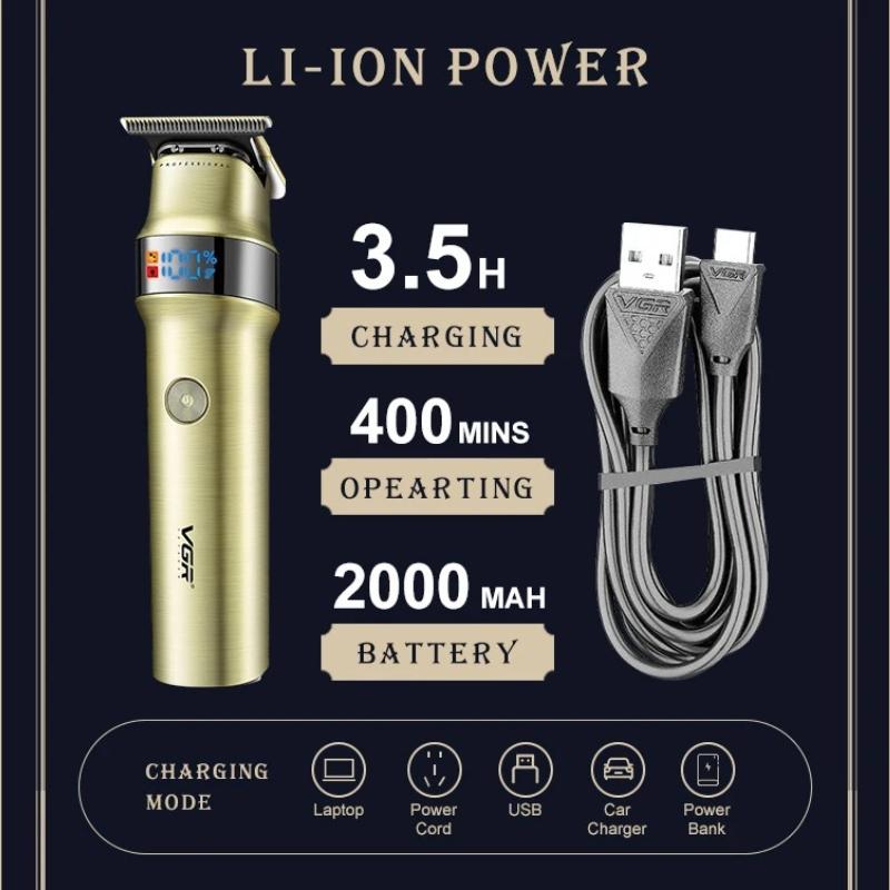 VGR V-991 Hair Trimmer Professional Hair Clipper with LED Digital Display Rechargeable Clipper Barber Electric Trimmer for Men Home Razor Shaver