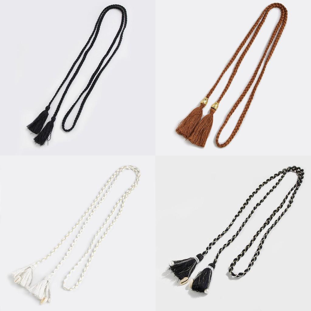 Bohemian Womens Wide Belt With Wooden Beads And Knot Closure For Vintage Fashion