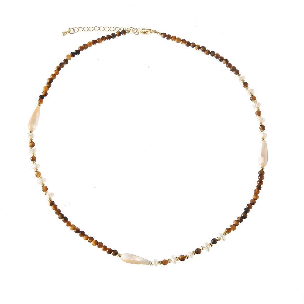 Boho Star Pendant Women's Necklace with Natural Stone Beads and Multi-layer Collarbone Chain