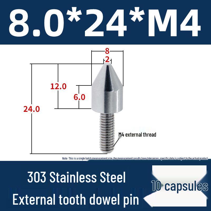 Stainless Steel External Thread Dowel Pin with Tapered/Round/Flat Head, Locating Column M3/M4/M5/M6