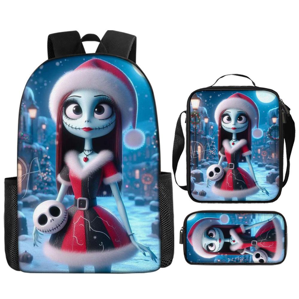 Children S Backpack Cartoon Cute Primary School Bag Christmas Jack Backpack Three-Piece Set Three piece set