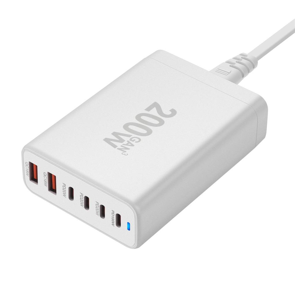 200W Multi-Port Desktop GaN Charger with 4C2A Direct Charging