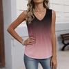 Women's Fashionable Sleeveless Vest With Pleats, V-neck, Tie- Gradient Color, Loose Fit, Flowy Summer Top