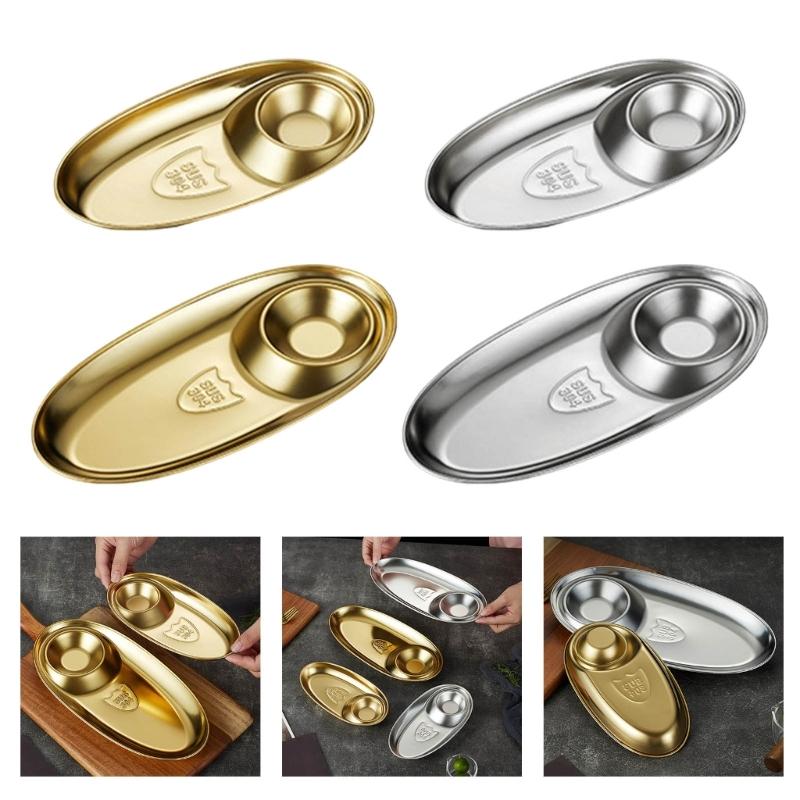 Elegant Gold Tone 304 Nonrust Steel Appetizer Dish Large Capacity Rusts Resistant For Gatherings And Restaurants