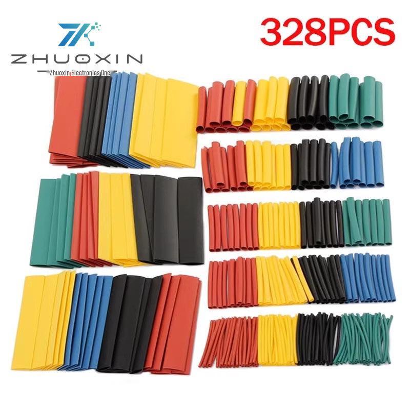 328-Piece Flame Retardant Heat Shrink Tubing Set - 2:1 Ratio for Electrical and Wiring Insulation