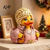 Creative Music Inspired Figurines Charming Duck Novelty Ornament, Musical Theme with Guitar Whimsical Statue for Office Decor, Decorative Collectible