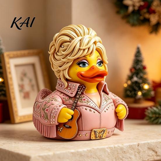 Creative Music Inspired Figurines Charming Duck Novelty Ornament, Musical Theme with Guitar Whimsical Statue for Office Decor, Decorative Collectible