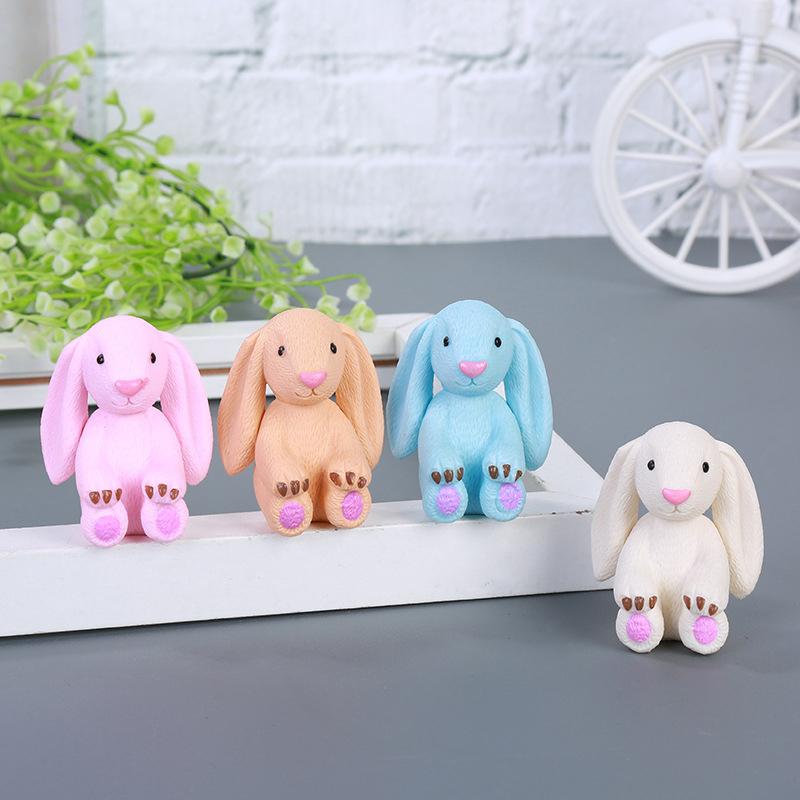 4 Pcs/Set Kawaii Long Ears Rabbit Action Figures Toys Cute Decoration for Children Cartoon Collection Kids Gifts
