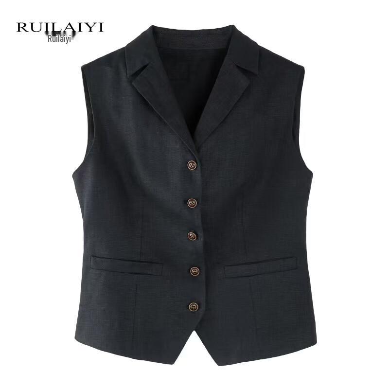 Women's Elegant Linen Vest & Skirt Set