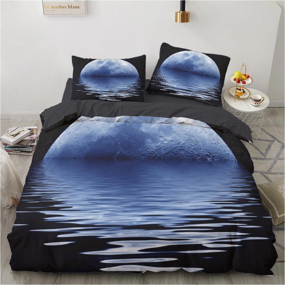 Moon Duvet Cover Set Night Tree Landscape 3D Print Polyester Comforter Cover King Twin Size for Boys Girl Teen Kids Bedding Set