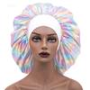Women Large Sleeping Cap Laser Color Satin Elastic Bonnet Silky Bonnets Muslim Hijabs Lady Shower Cap Beauty Hair Care Cap