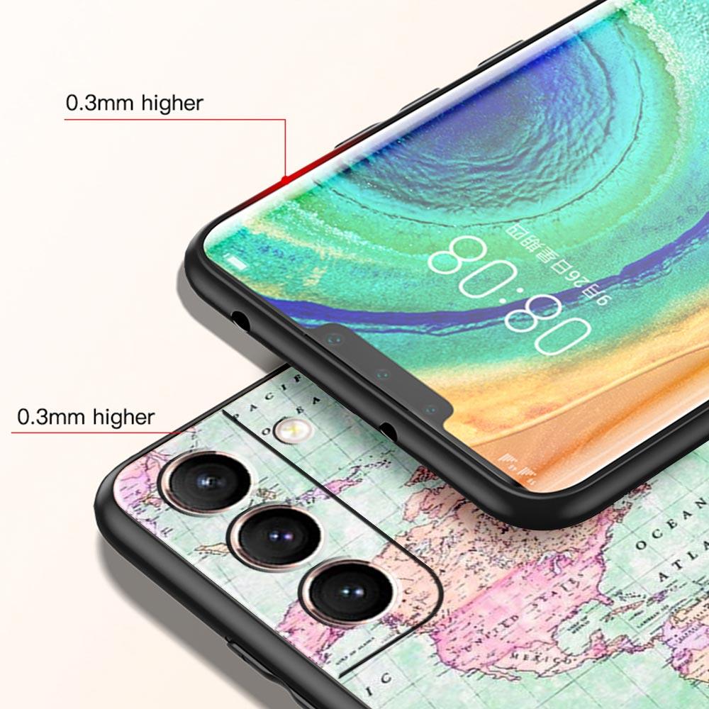 Airplane World Map Travel Phone Case For Samsung Galaxy S26 Ultra S25 Plus S24 FE S23 S22 5G S21 S20 Cover Black Soft