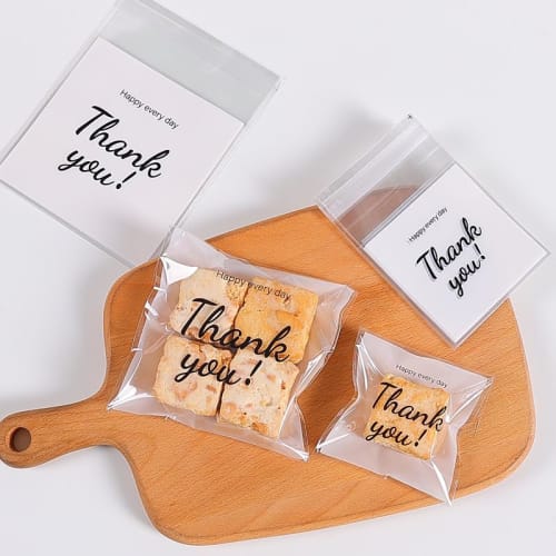 100 OPP Raisin Sandwich Bags, Side-Seal Bags for Sweets, Bread, and Cookies, with Adhesive Tape, Semi-Transparent, for Wrapping, Individually Wrapping