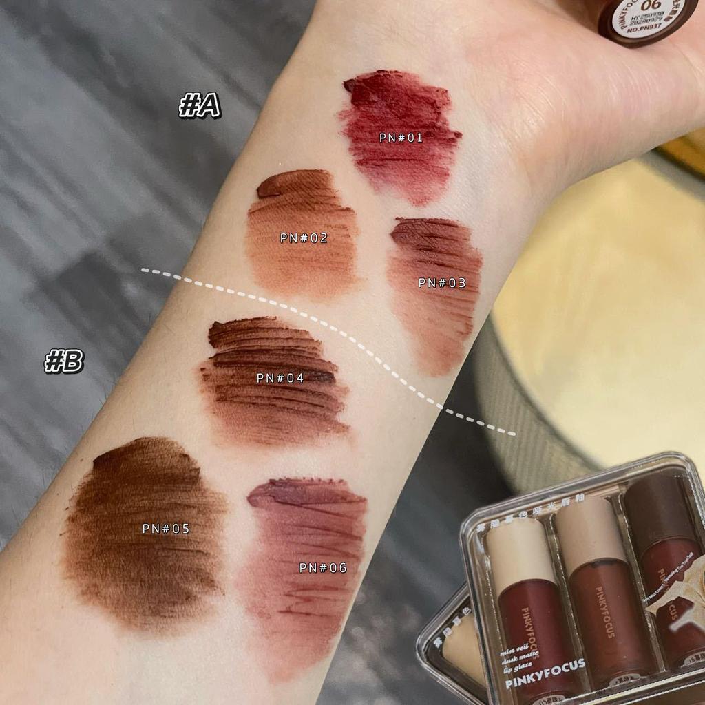 PINKYFOCUS Mist Dusk Matte Lip Glaze: Velvet Matte Autumn/Winter Lipstick Set