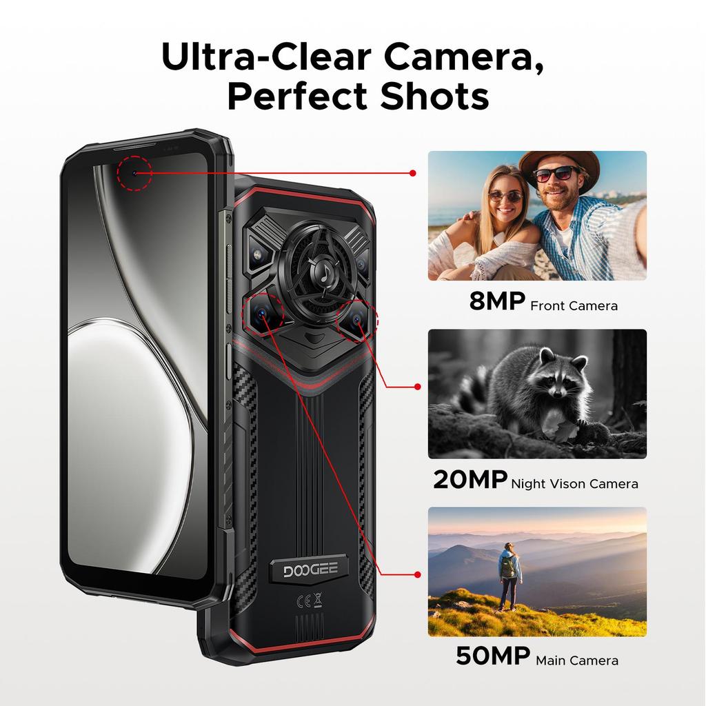DOOGEE Blade 20 Pro Rugged Smartphone Android 15, 24GB+256GB/2TB,50MP+20MP+8MP, Triple Card slots/NFC/OTG/GPS/Face ID