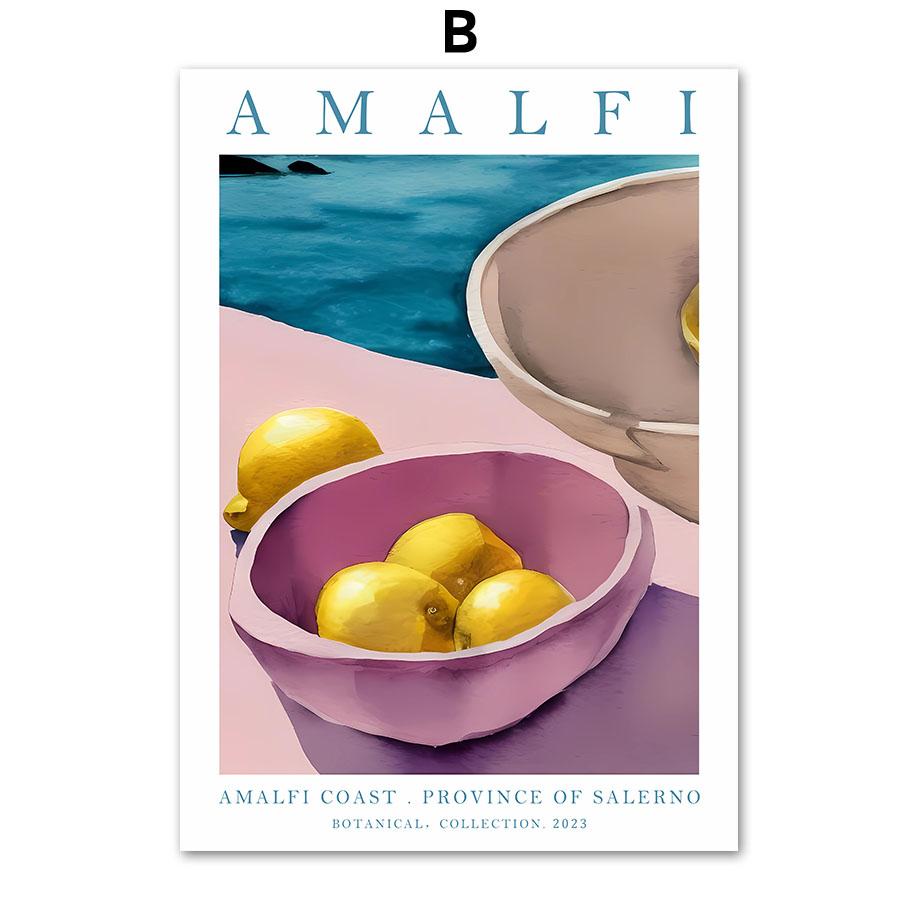 Venice Amalfi Sea Lemon Peach Orange Wall Art Canvas Oil Painting Fruit Posters And Prints Pictures for Living Room Home Decor