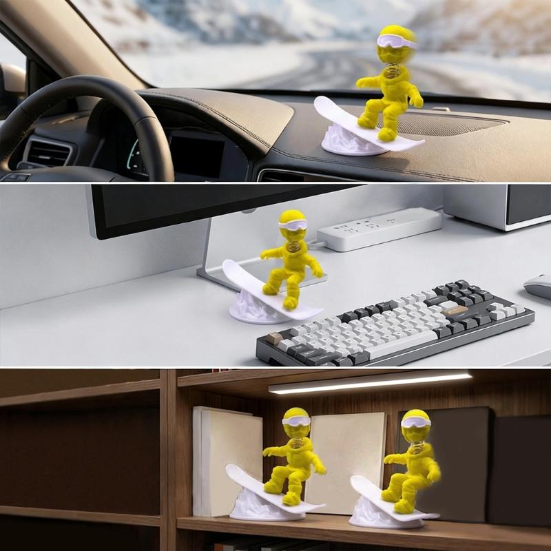 Inertia Skiing Figure Ornament Car Dashboard Decoration With Fun Motion Effect For Auto Lovers and Vehicle Interiors