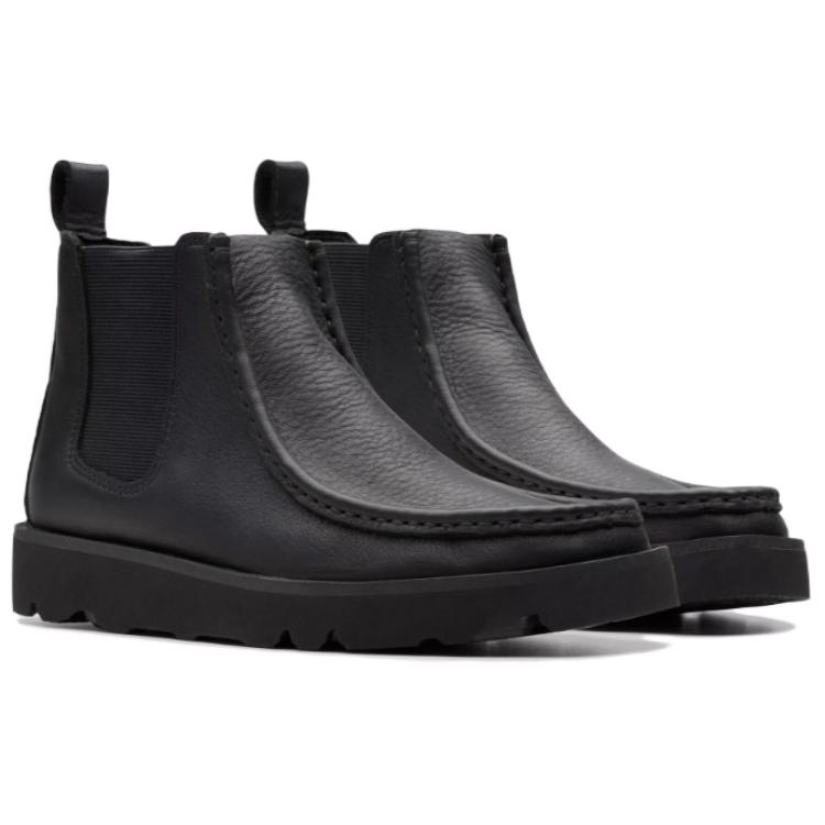 Clarks Leather Fashion Versatile Retro Short Chelsea Boots Women boots Black 26178103