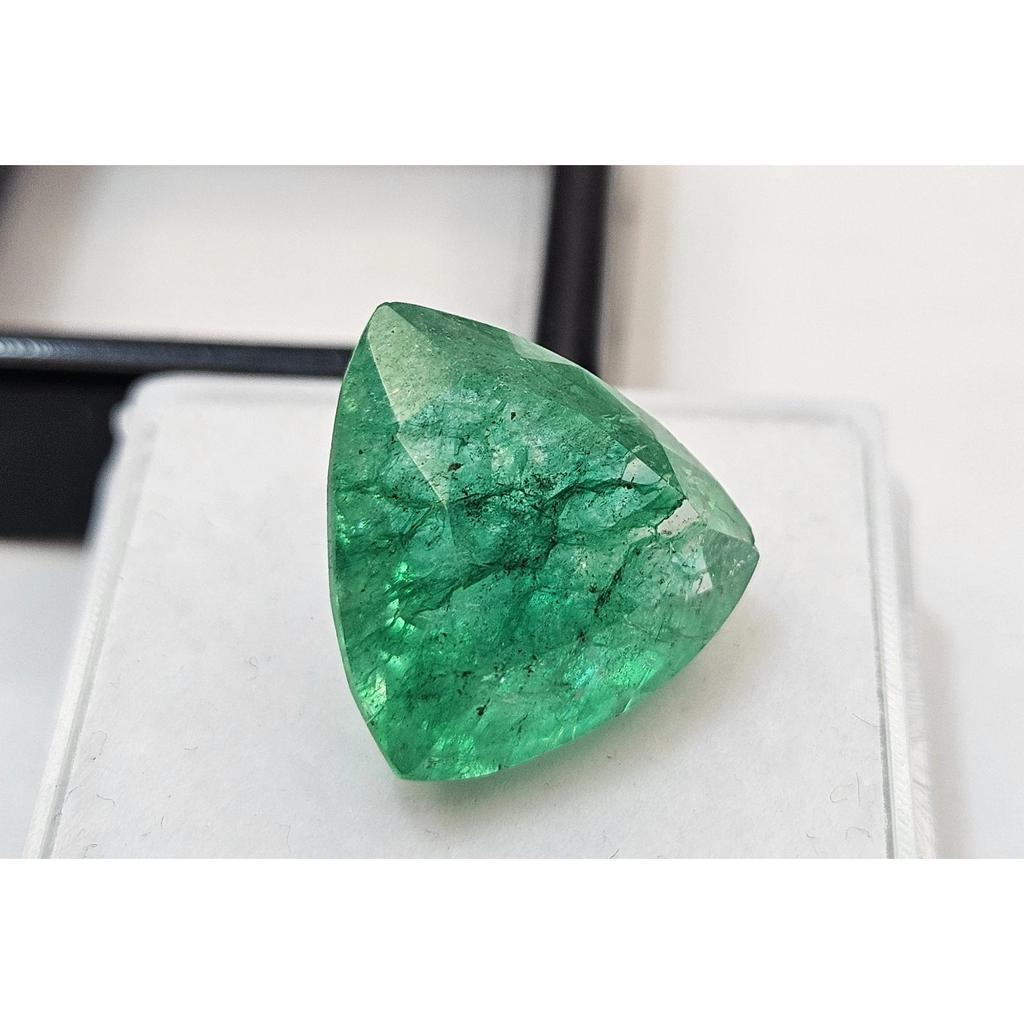 Certified Emerald Colombian Green Trillion Cut 10-11 Ct Stunning Loose Gemstone
