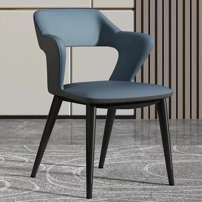 For French Style 1Pc Leather Dining Chair with Backrest, Hollow Design, Suitable for Clubhouse Hotel Western Restaurant Cafe