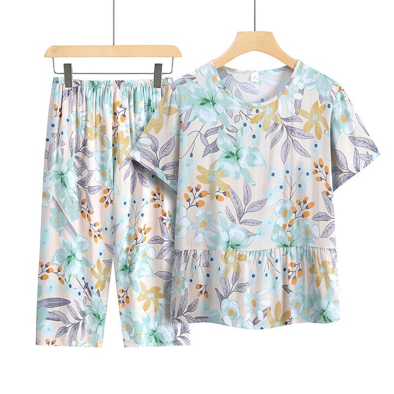 Yalu Women's Summer Short-Sleeve Capris Pajama Set