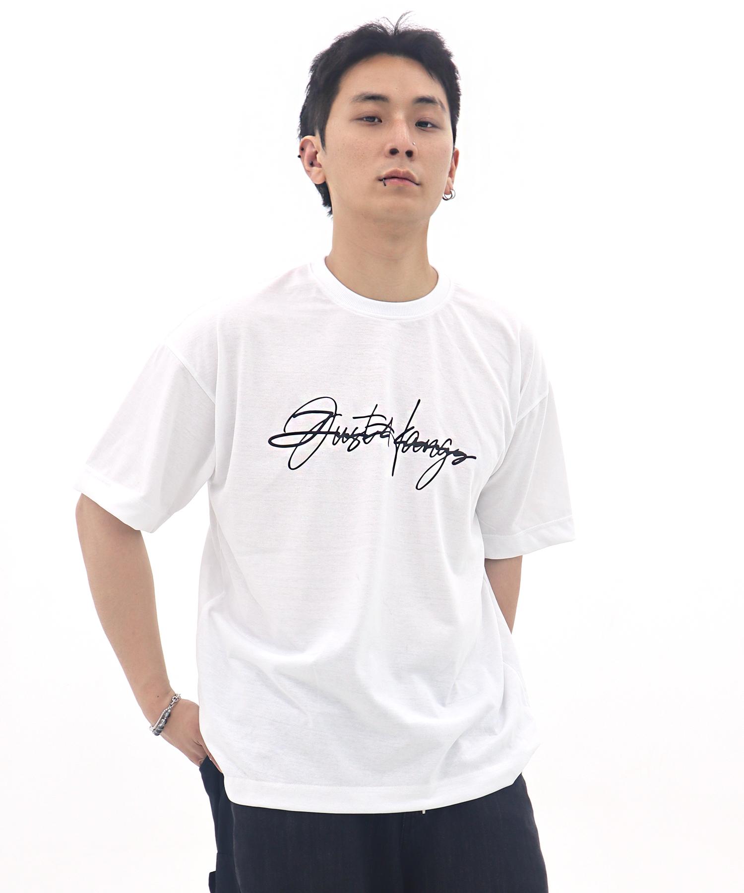 Just Haeng Big Lettering Logo Oversized White Short Sleeve (Black) F