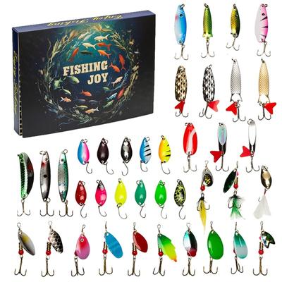 30 Days Fishing Lures Set Advent Calendar 30pcs Fishing Tackle Christmas Countdown Calendar Christmas Gifts for Fishing Lovers
