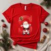Christmas SantaAlphabet Letter Print T-shirt Short Sleeve Crew Neck Casual Top Kids Festive Holiday Women's Clothing Top