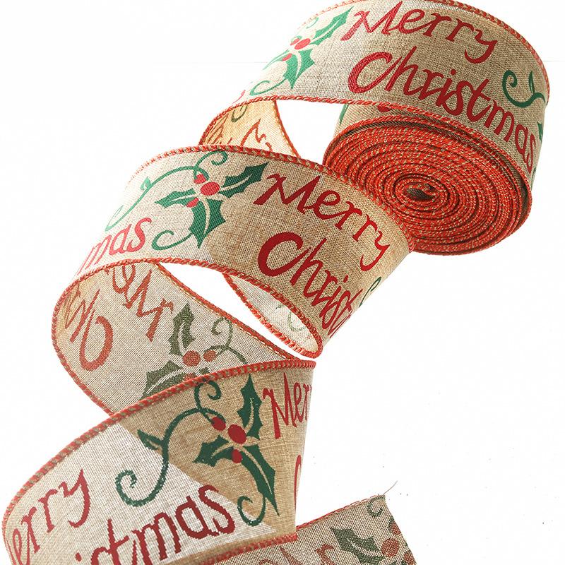 10yards 6cm Wide Printed Rib Band Christmas Style Ribbon Hand Bow Wrapped Ribbon Christmas Decorative Ribbon Gift Box Packaging