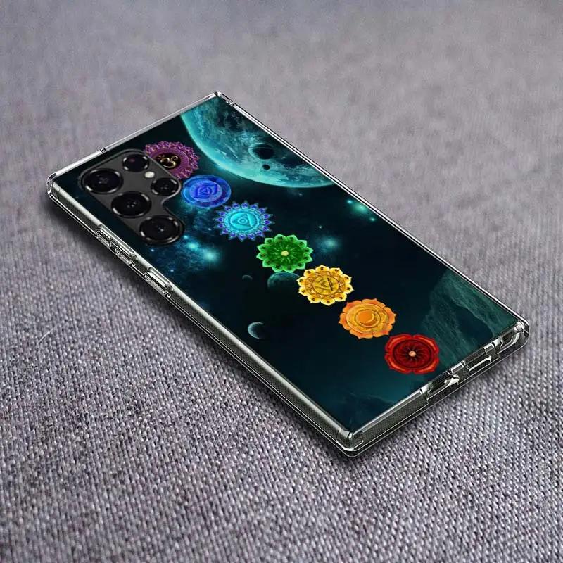 Mandala Chakra Yoga Clear Phone Case for Samsung Galaxy S21 Plus S24 S23 S20 FE S22 S26 Ultra S25 Edge TPU Capa Cases Cover Shoc