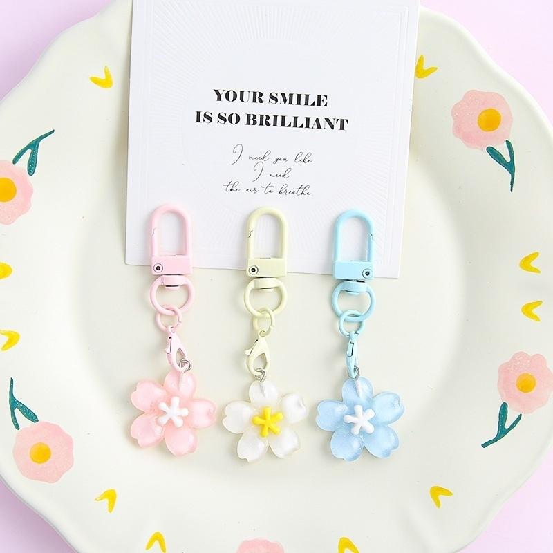Aesthetic Korean Jelly Flower Keychain Cute Decorative Key Ring for Handbag Backpack Car Key Girls Birthday Party Gift